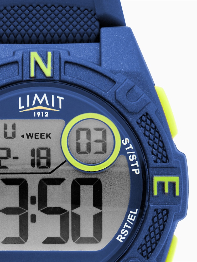 Limit Blue Active 38mm Round Blue Digital Watch with Navy Strap - Image 4 of 4 Limit Blue Active 38mm Round Blue Digital Watch with Navy Strap - Image 4 of 4