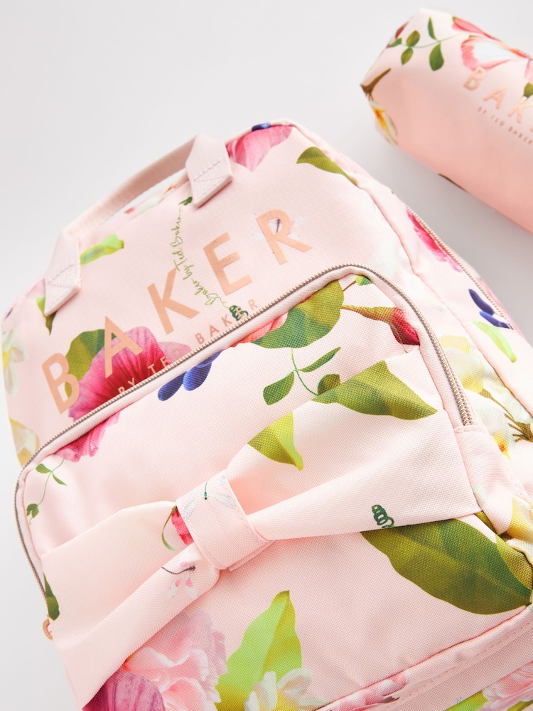 Baker by Ted Baker בצבע ורוד, תיק גב פרחוני בחזרה לבית הספר עם קלמר לילדות - Image 3 of 6
