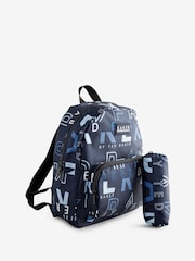 Baker by Ted Baker Boys Back to School Navy Print Backpack with Pencil Case - Image 3 of 6
