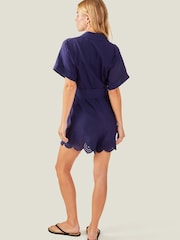 Accessorize Blue Broderie Belted Playsuit - Image 2 of 3