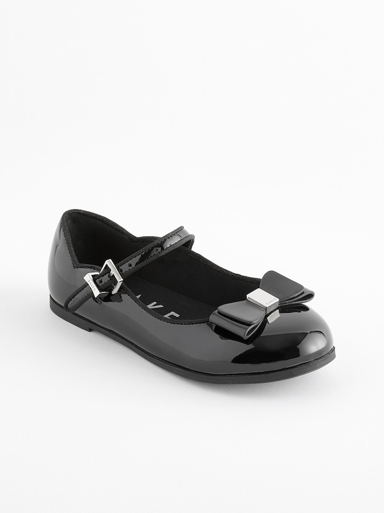 Baker by Ted Baker Girls Black School Patent Mary Jane Shoes with Bow - Image 2 of 6