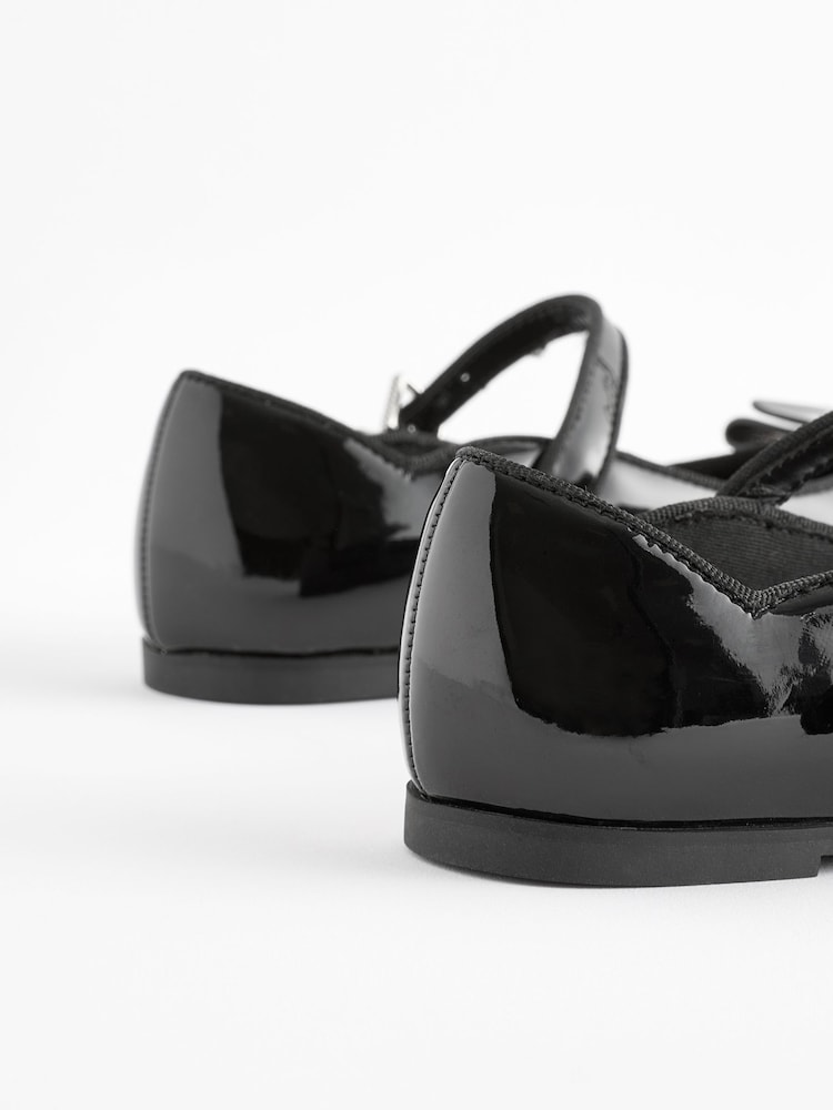 Baker by Ted Baker Girls Black School Patent Mary Jane Shoes with Bow - Image 6 of 6
