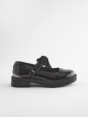 Baker by Ted Baker Girls Black School Chunky Mary Jane Shoes with Bow - Image 2 of 5