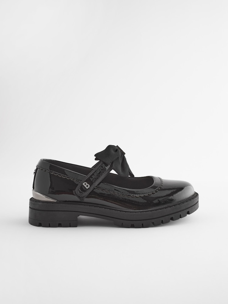 Baker by Ted Baker Girls Black School Chunky Mary Jane Shoes with Bow - Image 2 of 5