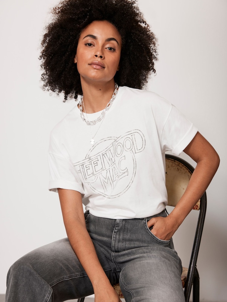 Mint Velvet White Fleetwood Mac T-Shirt - Image 1 of 8 Mint Velvet White Fleetwood Mac T-Shirt - Image 1 of 8