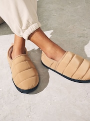 Camel Water Repellent Quilted Shoot Slippers - Image 2 of 8