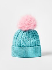 modra - Oliver Bonas Cable Pom Knitted Bobble klobuki in kape; pokrivala - Slika 2 iz 5