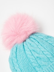 modra - Oliver Bonas Cable Pom Knitted Bobble klobuki in kape; pokrivala - Slika 3 iz 5