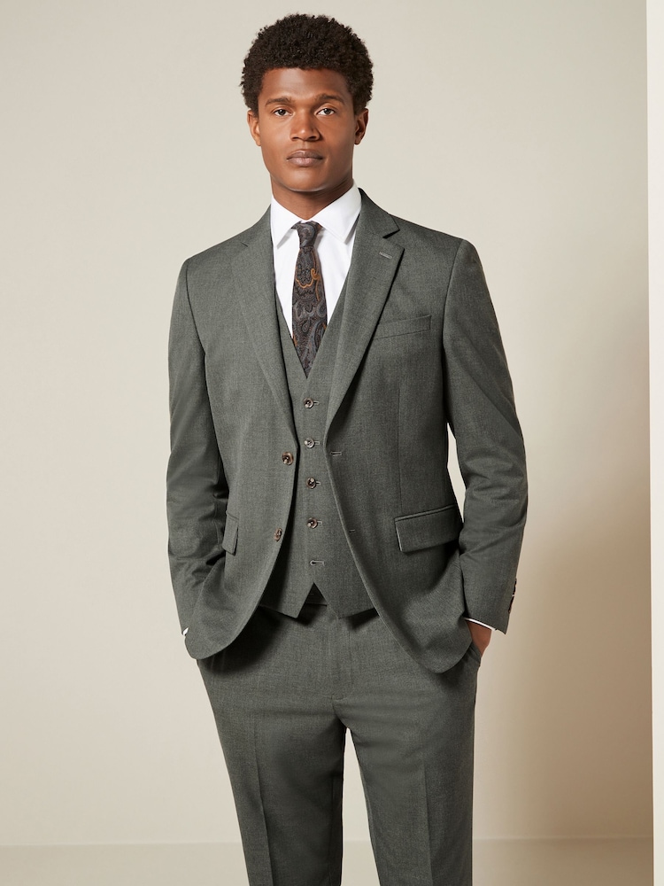 Marl Green Slim Fit Motionflex Stretch Suit Jacket - Image 1 of 5