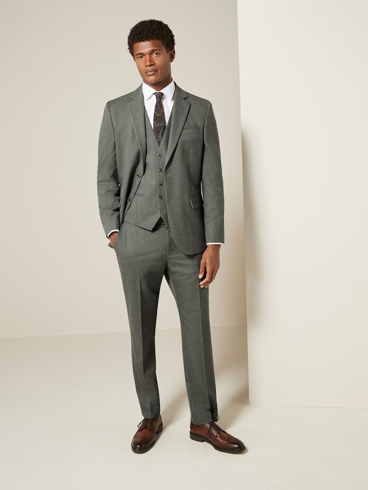 Vert chiné - Slim Fit (Slim Fit) - Pantalon de costume stretch Motionflex - Image 2 of 6
