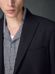 Black Slim Fit Textured Stripe Suit Jacket - Image 4 of 10