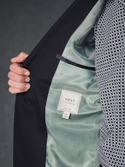 Black Slim Fit Textured Stripe Suit Jacket - Image 5 of 10