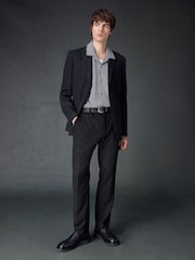 Black Textured Stripe Suit Trousers - Image 2 of 10