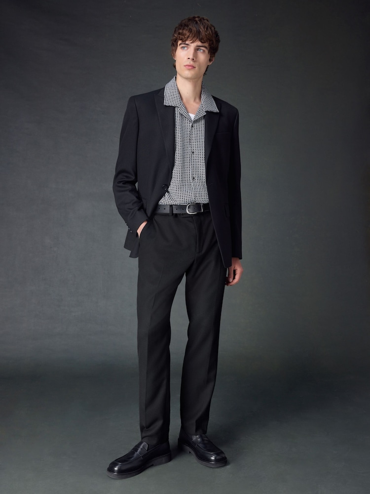 Black Textured Stripe Suit Trousers - Image 2 of 10