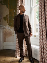 Rdzawy brąz - Double Breasted Twill Relaxed Fit Suit Jacket - Image 1 of 12