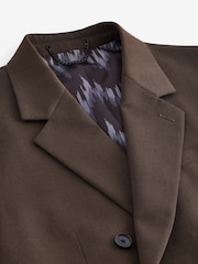 Rdzawy brąz - Double Breasted Twill Relaxed Fit Suit Jacket - Image 8 of 12