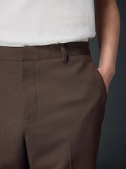 Rust Brown Twill Relaxed Fit Suit Trousers - Image 4 of 5