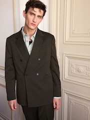 zelena - z dvovrstnim/dvorednim zapenjanjem Twill Relaxed Fit moška obleka jakna; suknjič - Slika 3 iz 11