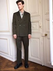 zelena - z dvovrstnim/dvorednim zapenjanjem Twill Relaxed Fit moška obleka jakna; suknjič - Slika 5 iz 11
