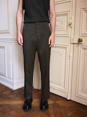 Green Twill Relaxed Fit Suit Trousers - Image 1 of 4