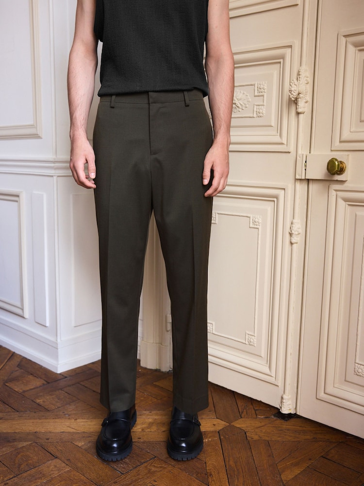 Green Twill Relaxed Fit Suit Trousers - Image 1 of 4