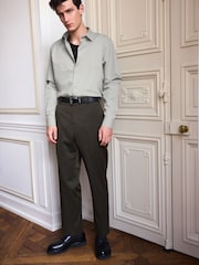 Green Twill Relaxed Fit Suit Trousers - Image 2 of 4