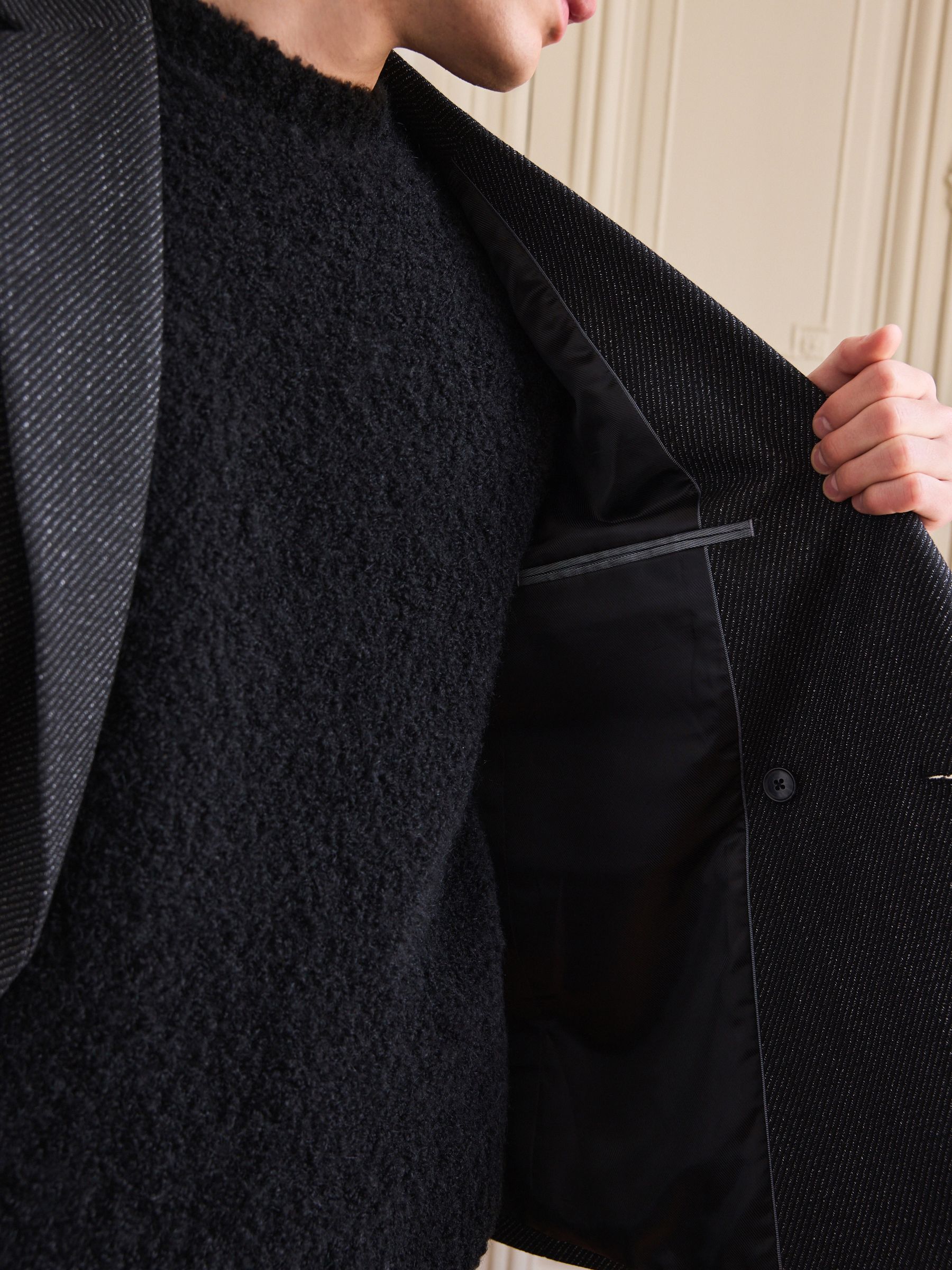 Buy Black Textured Double Breasted Suit Jacket from Next Luxembourg
