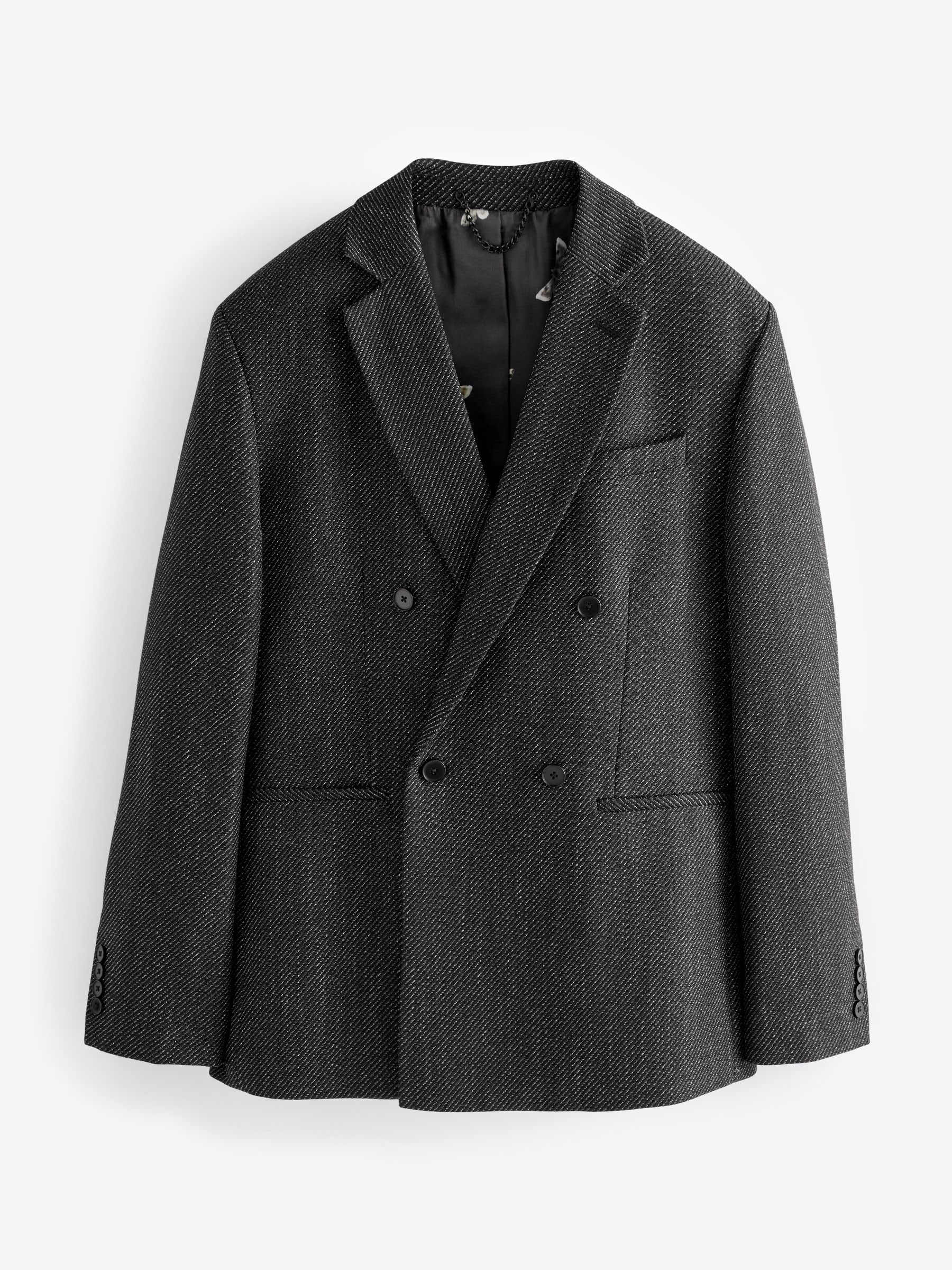 Buy Black Textured Double Breasted Suit Jacket from Next