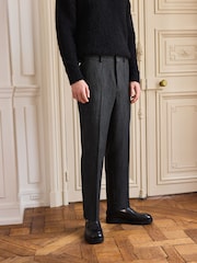 Black Textured Suit Trousers - Image 1 of 9