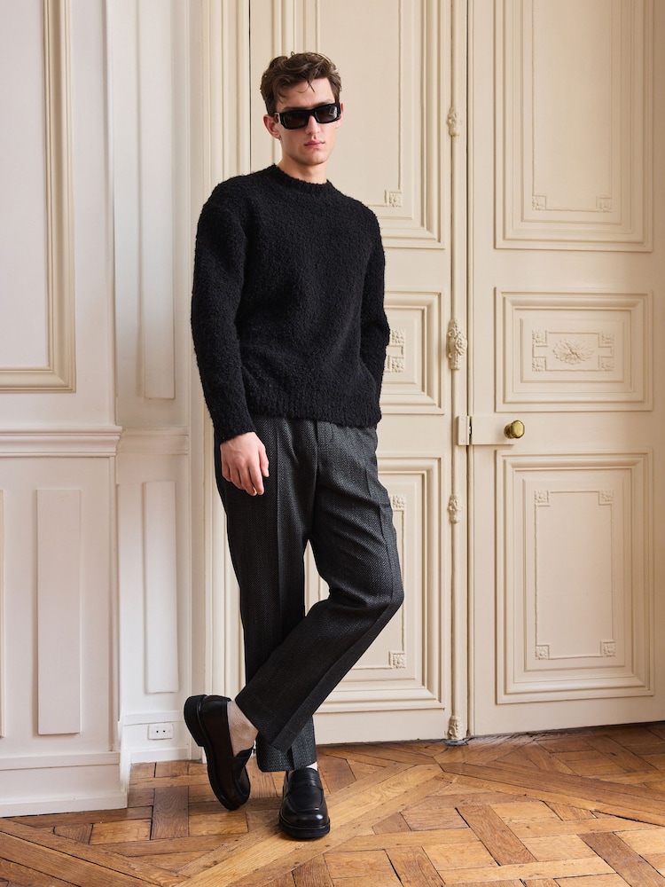 Black Textured Suit Trousers - Image 2 of 9