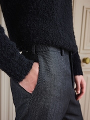 Black Textured Suit Trousers - Image 5 of 9
