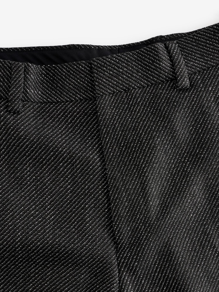 Black Textured Suit Trousers - Image 9 of 9