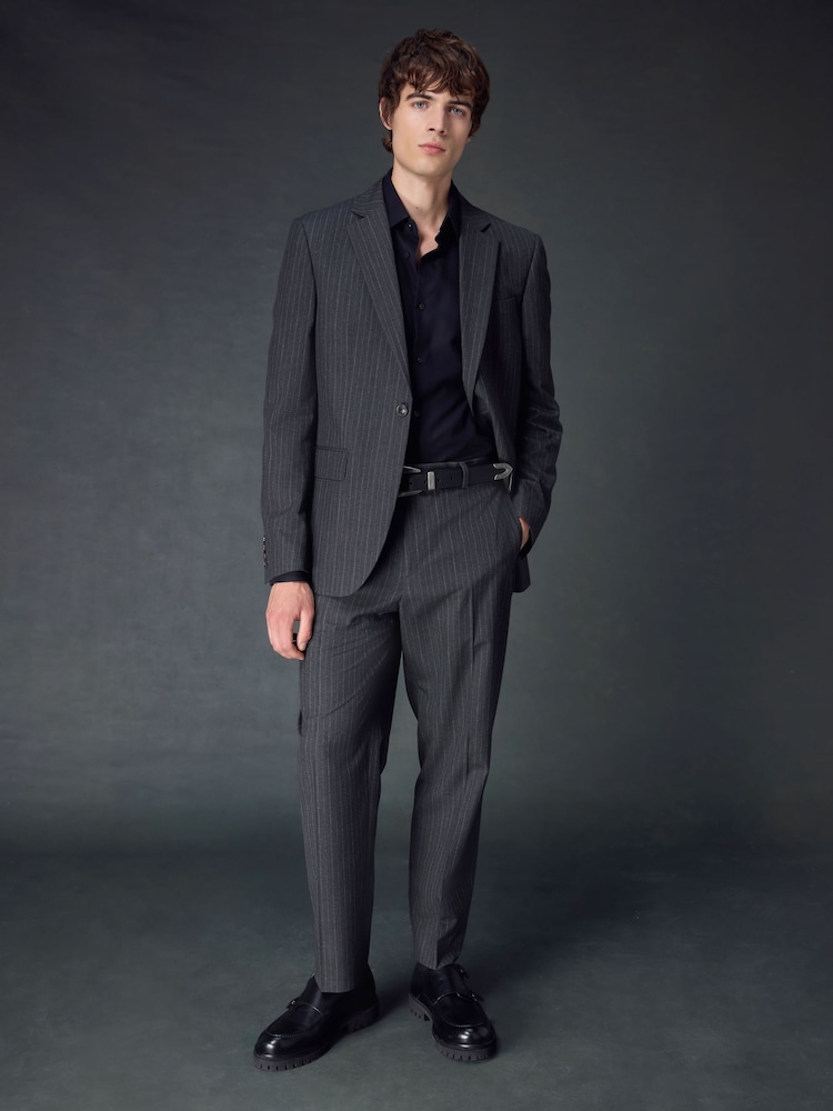 Charcoal Grey Stripe Suit Jacket - Image 2 of 5