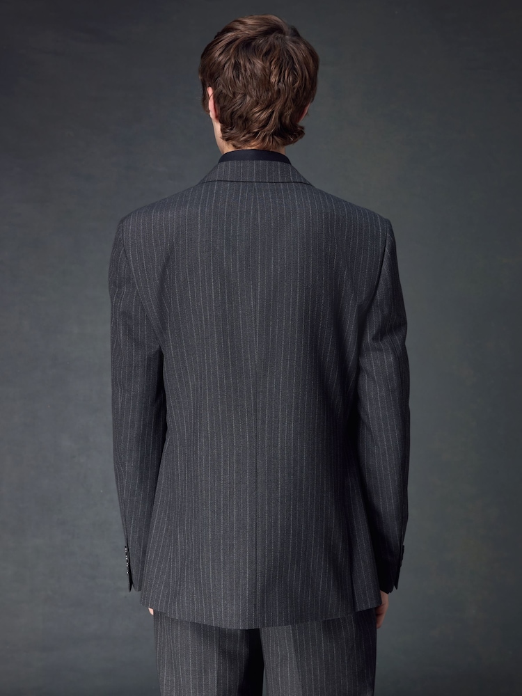 Charcoal Grey Stripe Suit Jacket - Image 3 of 5