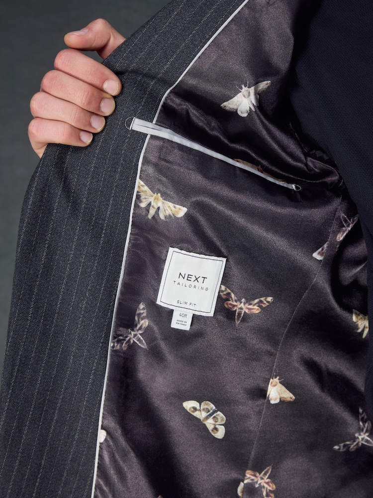 Charcoal Grey Stripe Suit Jacket - Image 5 of 5