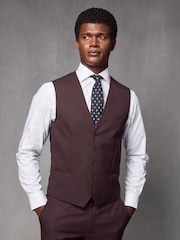 Red Textured Wool Suit: Waistcoat - Image 1 of 9