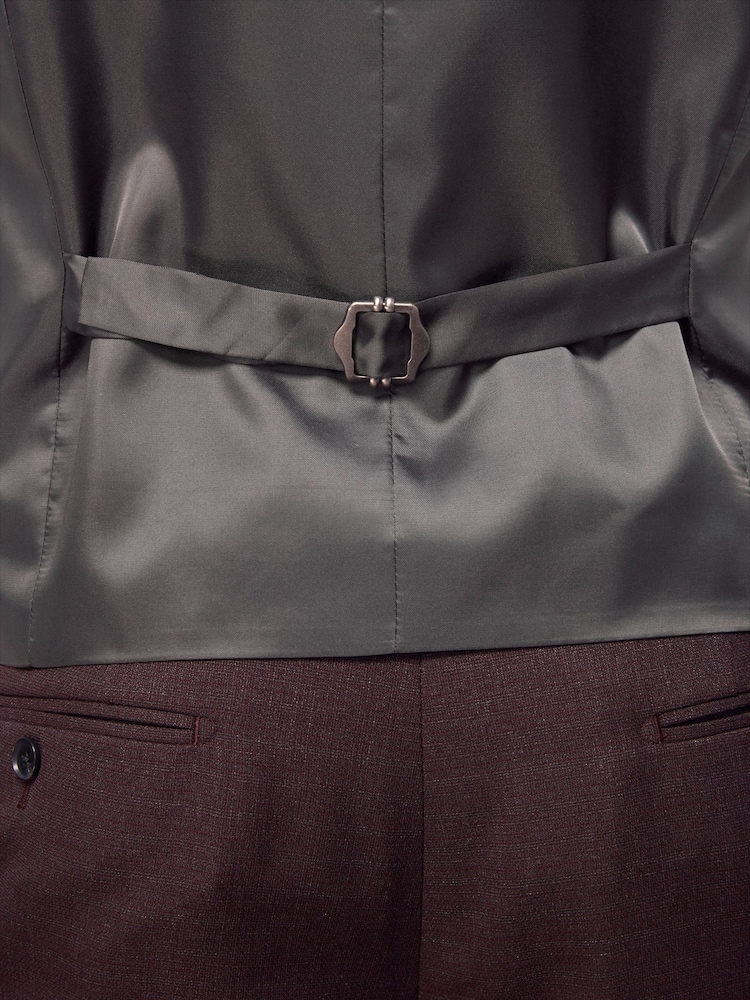 Red Textured Wool Suit: Waistcoat - Image 9 of 9