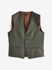 Green Textured Wool Suit: Waistcoat - Image 6 of 9