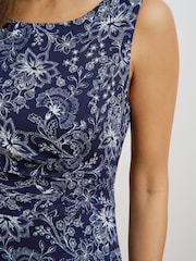 Gina Bacconi Blue Octavia Chiffon Floral Midi Dress - Image 4 of 5