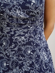 Gina Bacconi Blue Octavia Chiffon Floral Midi Dress - Image 5 of 5