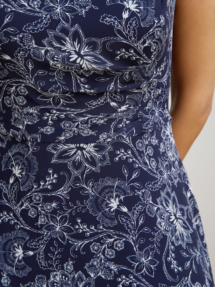 Gina Bacconi Blue Octavia Chiffon Floral Midi Dress - Image 5 of 5