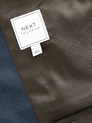 Blue Slim Fit Textured Flannel Suit Waistcoat - Image 7 of 7