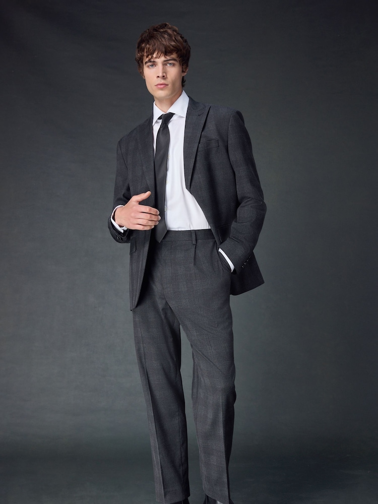 Anthrazitgrau - Karierter Anzug im Slim-Fit: Sakko - Bild 2 von 7 Anthrazitgrau - Karierter Anzug im Slim-Fit: Sakko - Bild 2 von 7