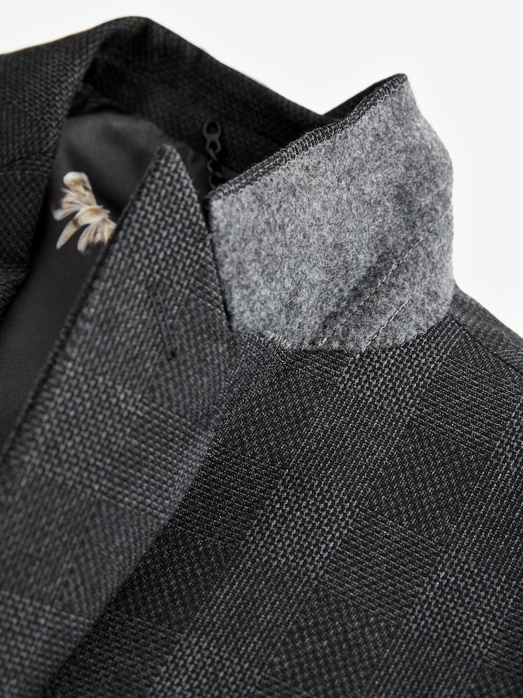 Gris de charbon de bois - Veste de costume slim à carreaux - Image 5 of 7