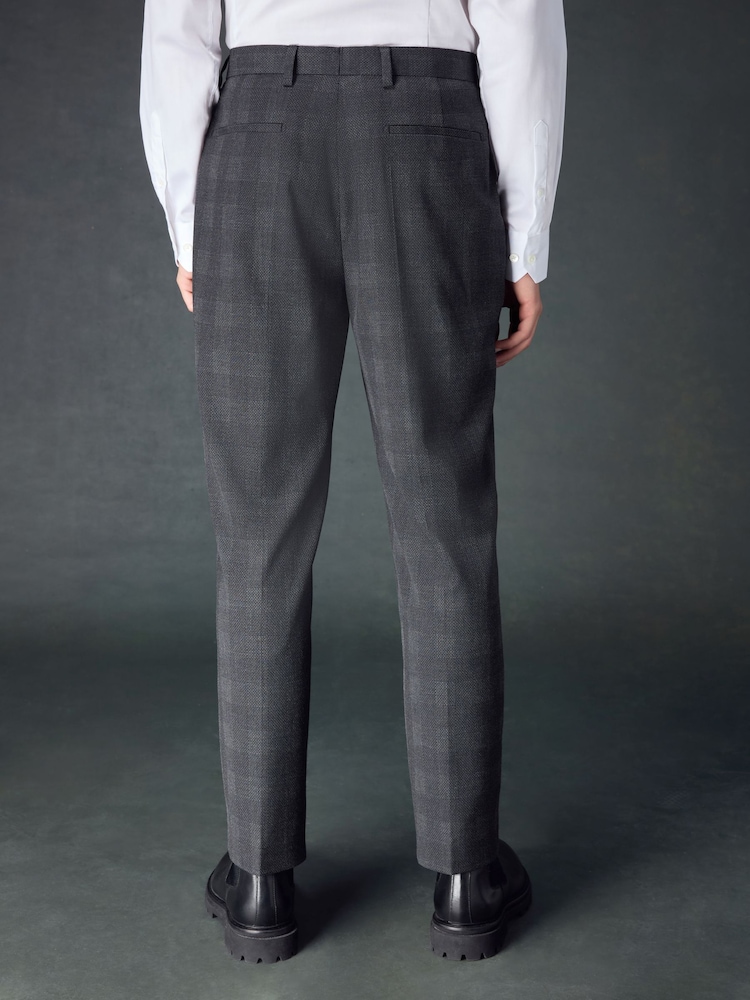 Gris de charbon de bois - Pantalon de costume slim à carreaux - Image 3 of 9
