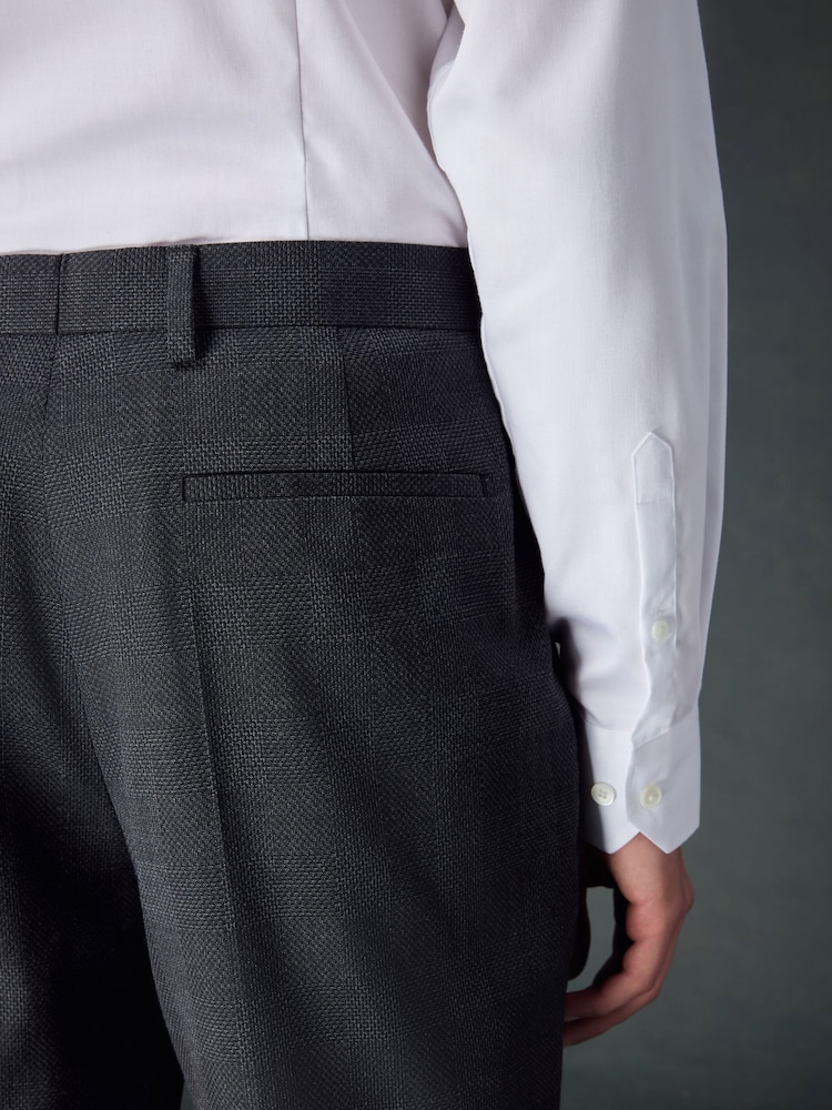 Gris de charbon de bois - Pantalon de costume slim à carreaux - Image 5 of 9