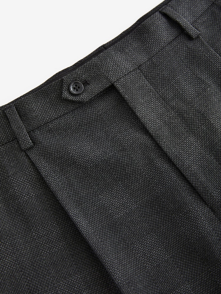 Gris de charbon de bois - Pantalon de costume slim à carreaux - Image 7 of 9
