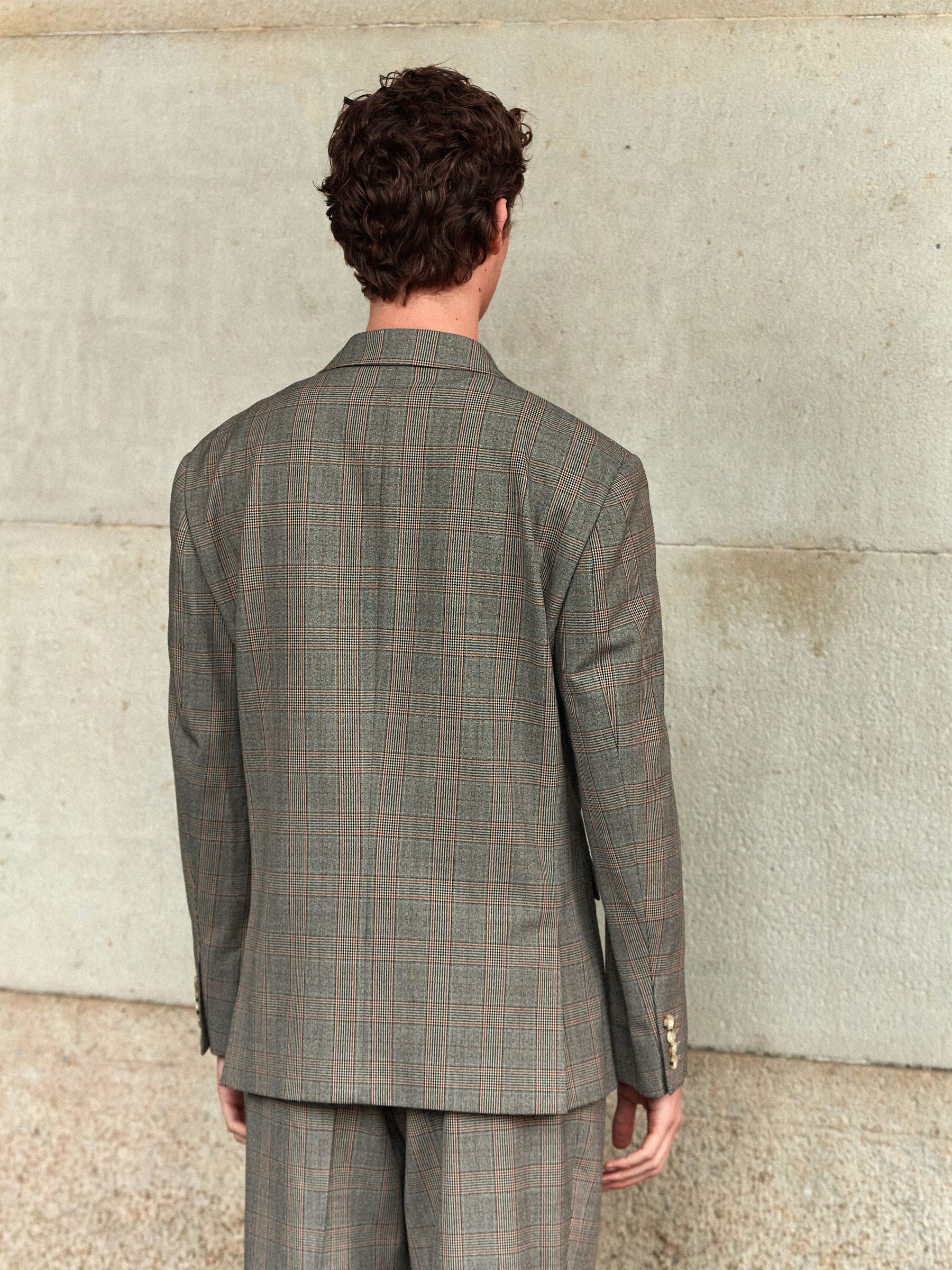 ジャケット・アウター check tailored jacket brown Luan Homecoming Varsity Jacket (JA10-CO03-8890-BEIGE-BROWN)