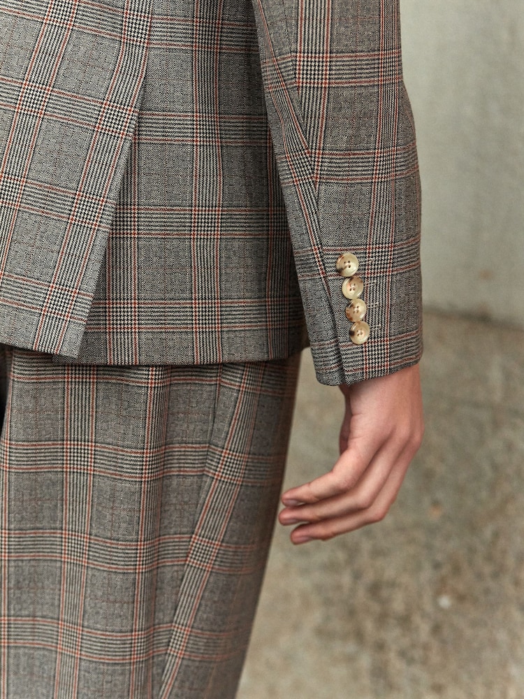 Нейтральный - Relaxed Fit Jacquard Check Suit Jacket - Изображение 7 из 7