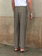 Neutral Relaxed Fit Jacquard Check Suit Trousers - Image 3 of 5